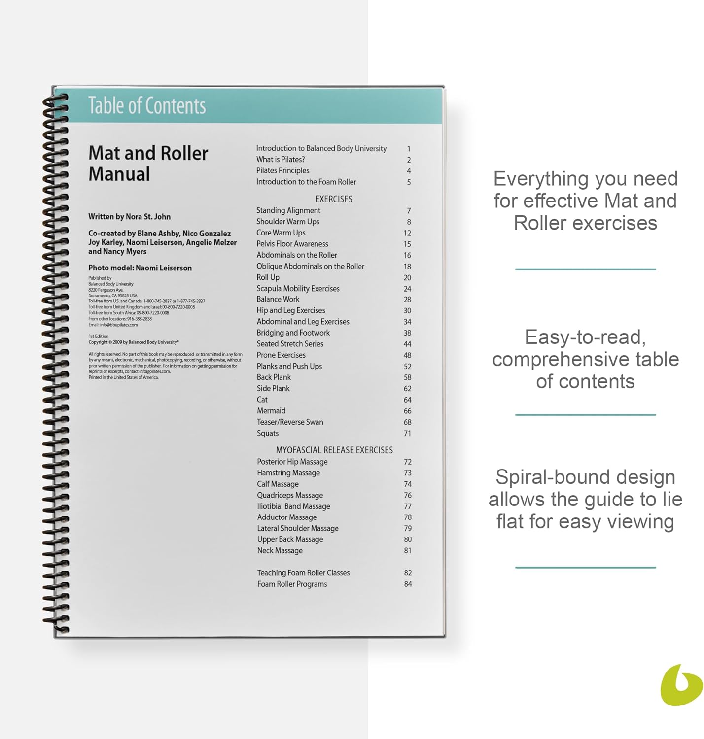 Balanced Body Mat and Roller Guide, Pilates Mat and Roller Guide for Workout Equipment, for Home Gym or Studio Use