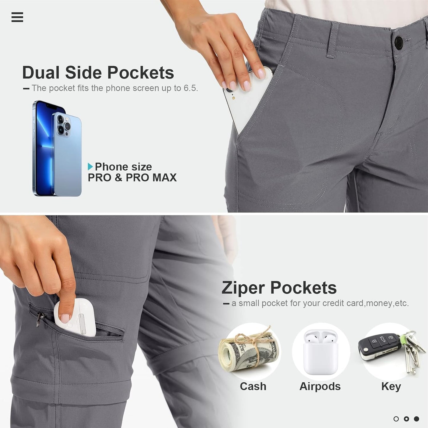 Women's Hiking Pants Convertible Zip Off Lightweight Quick Dry Outdoor Travel Camping Safari fising Pants