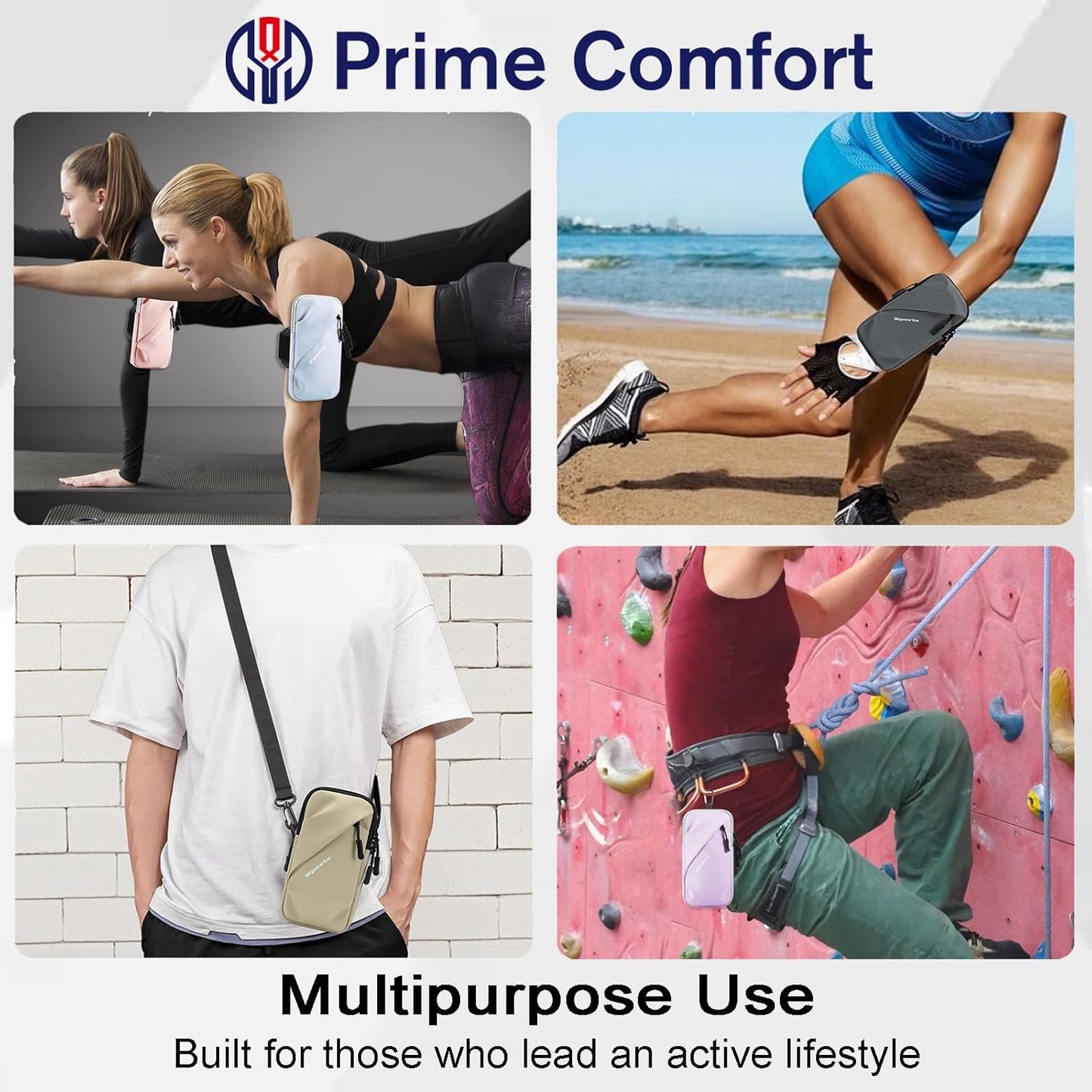 Cell Phone Armbands Running Phone Holder Armband, Phone Holder for Walking, Shoulder Holster Phone Purse Crossbody Bag Phone Pouch (Khaki)