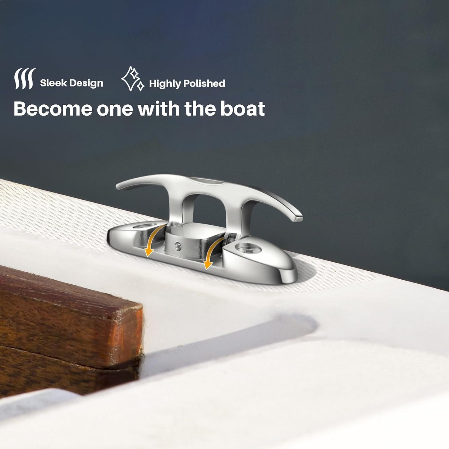 Folding Boat Cleats Marine Grade Stainless Steel 316 Flip Up Boat Cleats Pack of 4, Installation Accessories Included