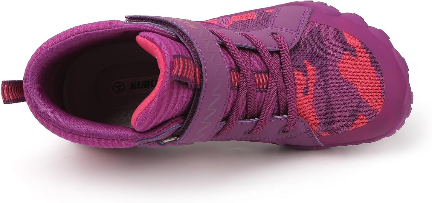 KUBUA Kids High Top Barefoot Shoes Boys Girls Minimalist Sneakers Lightweight Comfort Zero Drop Shoes Toddler Little Big Kid