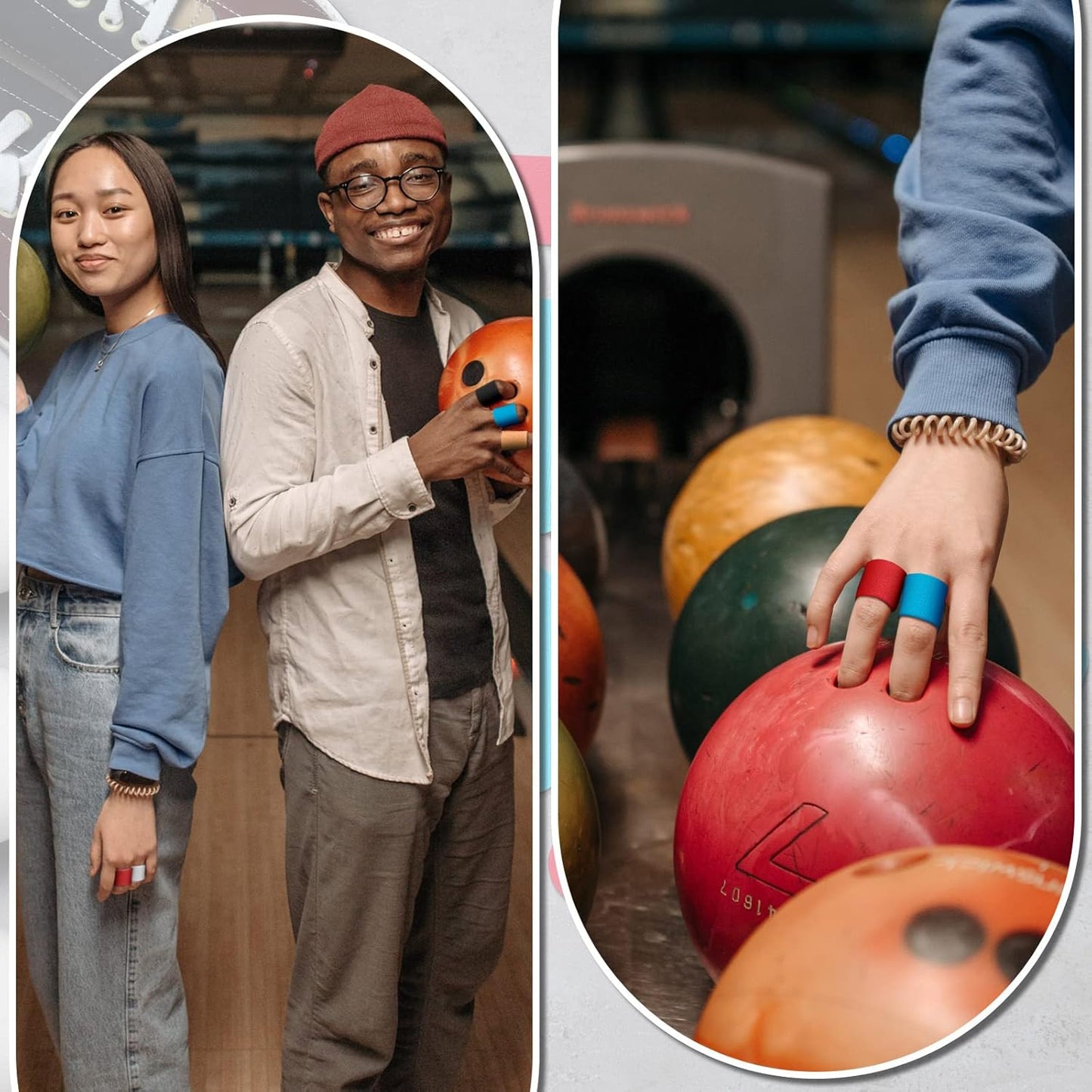 Sratte 150 Pieces Bowling Thumb Tape Bowling Protective Performance Finger Protection Bowlers Accessories Assorted Colors Bowler Thumb Tape Pre Cut