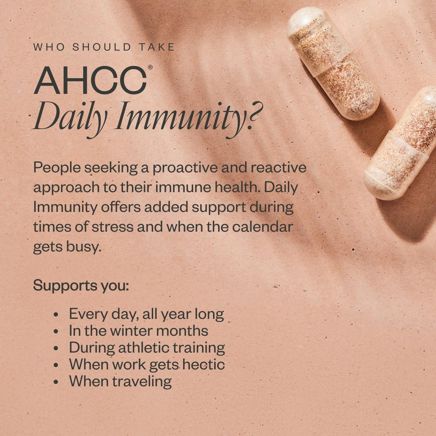 SHII AHCC Daily Immunity, 30-Days Supply – Vegan, Gluten Free Immune Support Supplement with AHCC, Immune System Support from Functional Shiitake Mushrooms, Promotes Immune Response & Cellular Health