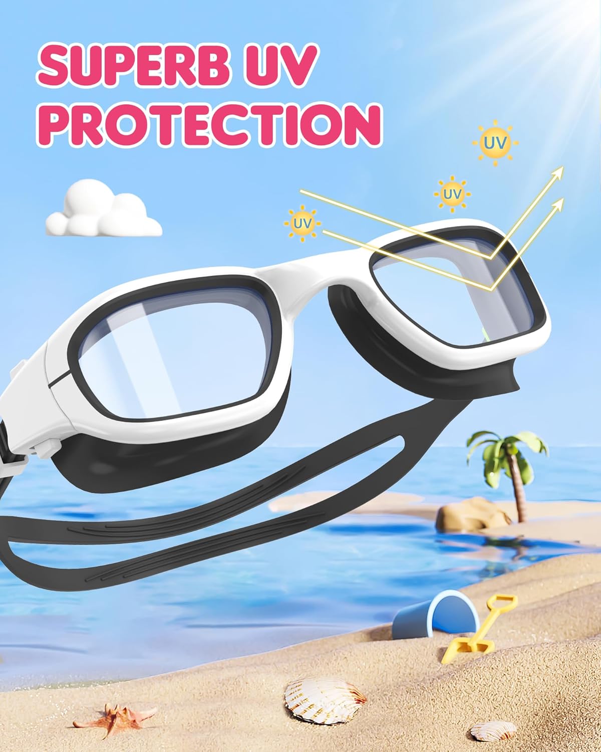 Kids Swim Goggles,Swimming Goggles for Kids 6-14, Anti-Fog UV Protection Pool Glasses for Boys Girls