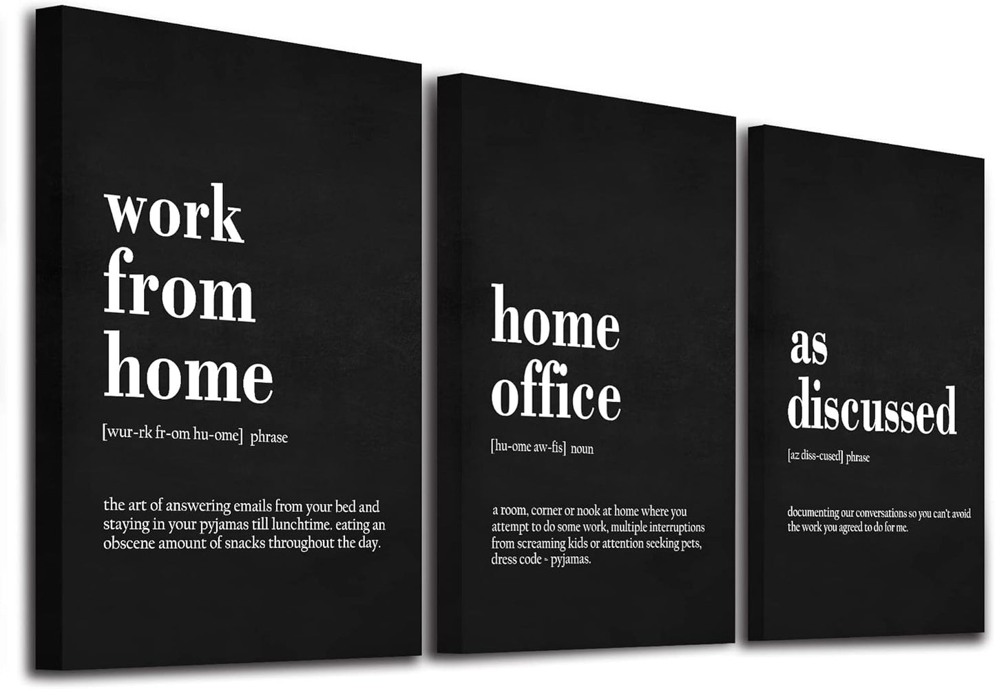 Framed Office Decor Canvas Wall Art Positive Quote - Office Black Large Wall Art, Quotes Poster, Positive Motivational Artwork Set of 3 Prints, Inspirational Wall Art Painting