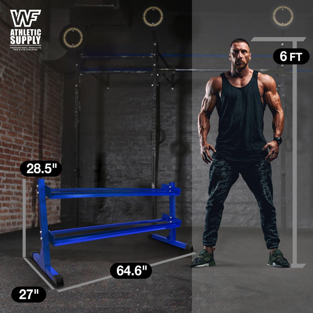 WF Athletic Supply Heavy-Duty Dumbbell Rack Stand, Weight Rack for Home Gym, Weight Holder, Available Sizes for Storage 5-50LB or 5-75LB Dumbbell Pairs, Black/Red/Green/Blue, RACK ONLY