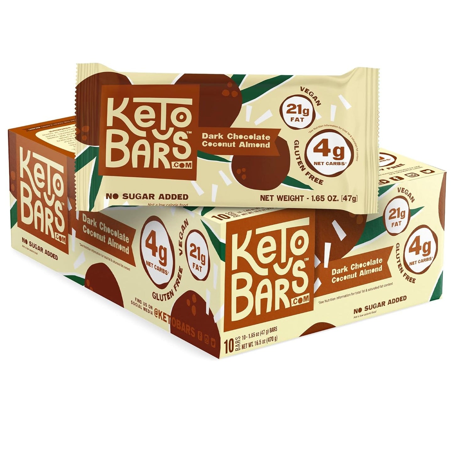 Keto Bars The Original Keto Snack Bar, Gourmet Simple Ingredients Low Carb, No Sugar, Rich in Ketogenic Fats, The Perfect KetoBars Snacks for Keto Diet Food Products (10 Pack, 1.65 ounce)