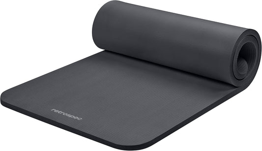 Retrospec Solana Yoga Mat 1" Thick With Nylon Carry Strap for Men & Women - Non Slip Exercise Mat for Home Yoga, Pilates, Stretching, Floor & Fitness Workouts