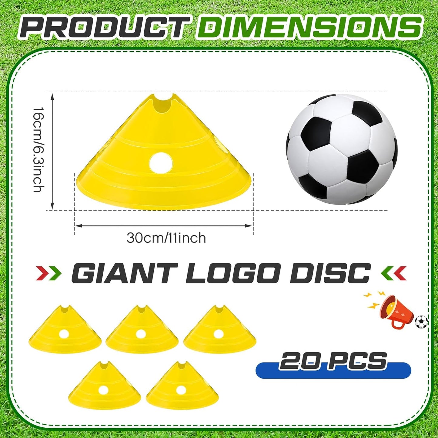 ShinyRelief Jumbo Disc Cones Jumbo Soccer Cones with Mesh Bag Giant Large Agility for Soccer Training Adult Sports