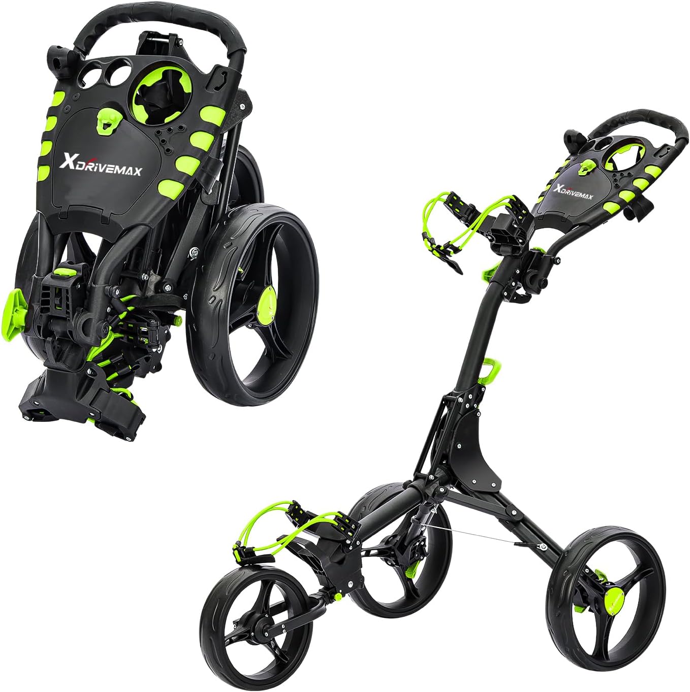 Golf Push Cart Series: 2-Wheel, 3-Wheel, 4-Wheel & 360° Swivel Front Wheel