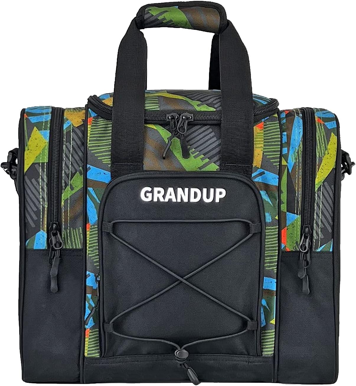 GRANDUP Bowling Ball Bag for Single Ball - Black Bowling accessories Ball Tote Bag Bowling Bag with Padded Ball Holder - Fits Bowling Shoes Up to Mens Size 14