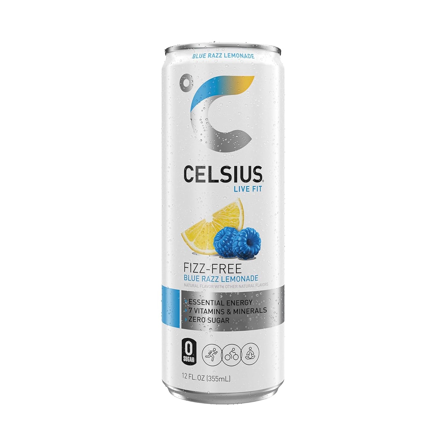 CELSIUS Fizz Free Blue Razz Lemonade, Sugar Free Energy Drink, 12 Fl Oz (Pack of 12)