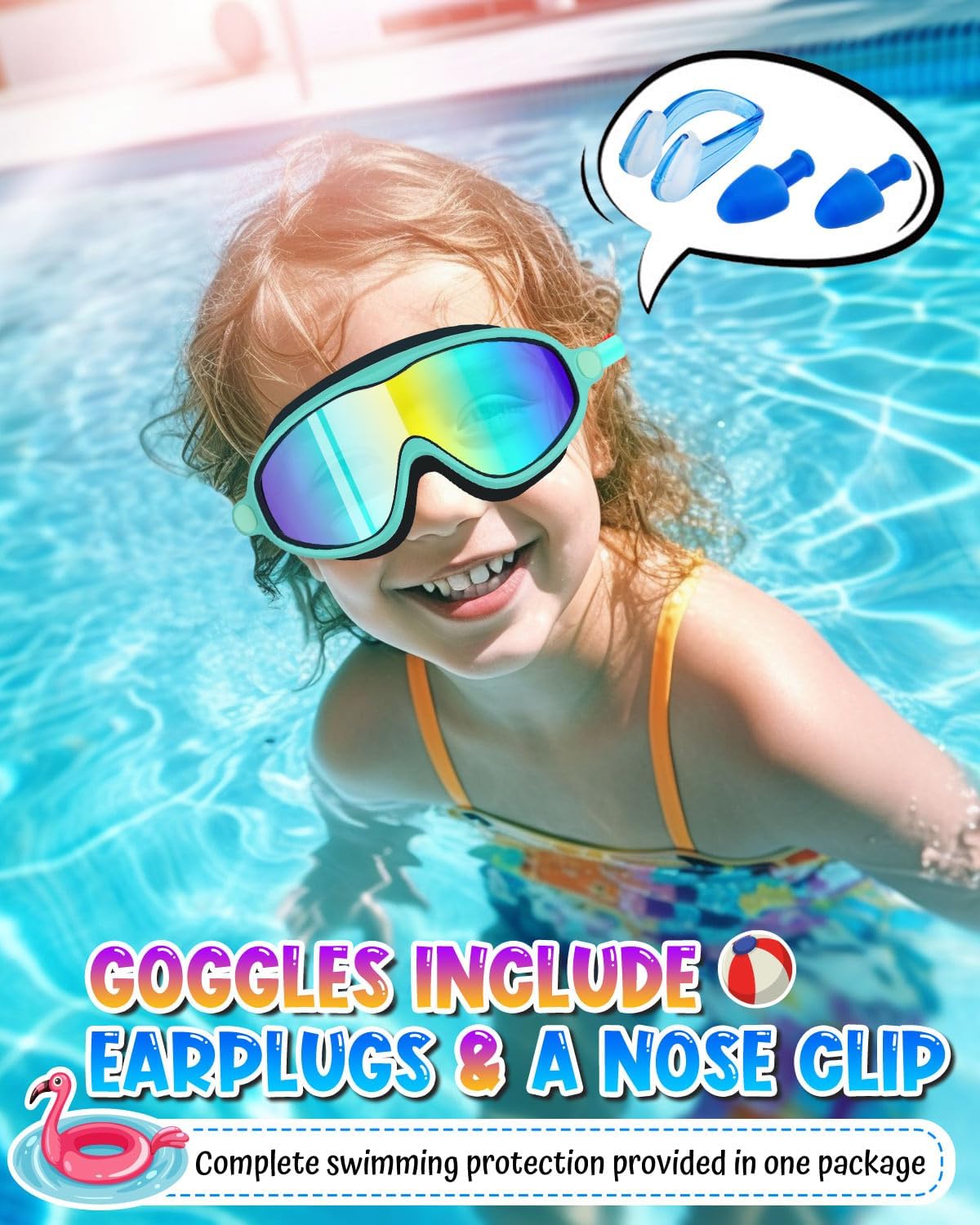 Rantizon Swim Goggles 2 Pack, Wide View Anti Fog&UV Swimming Goggles for Audlt, No Leaking Swim Glasses for Men Women Kids