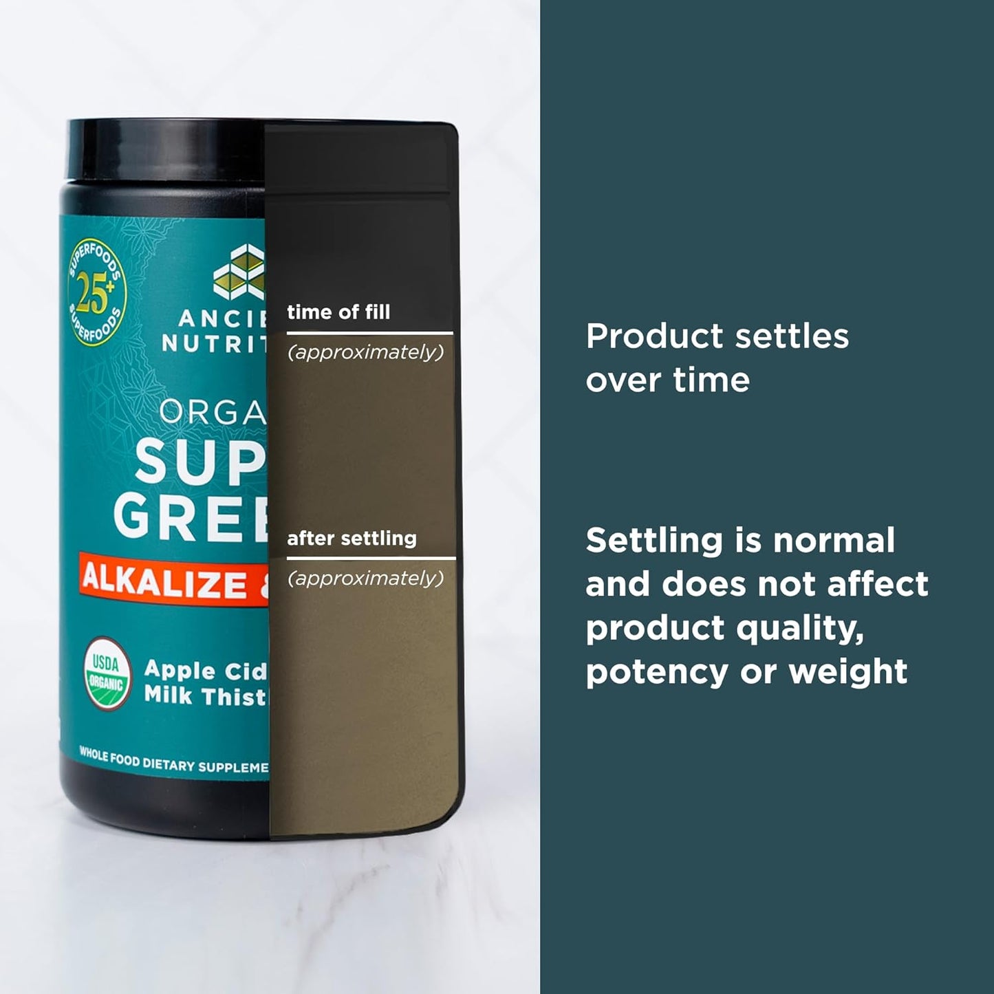 Supergreens Alkalize & Detox Powder by Ancient Nutrition, Organic Superfood Powder Made from Real Fruits, Vegetables and Herbs, for Digestive and Energy Support, 25 Servings, 7.5oz