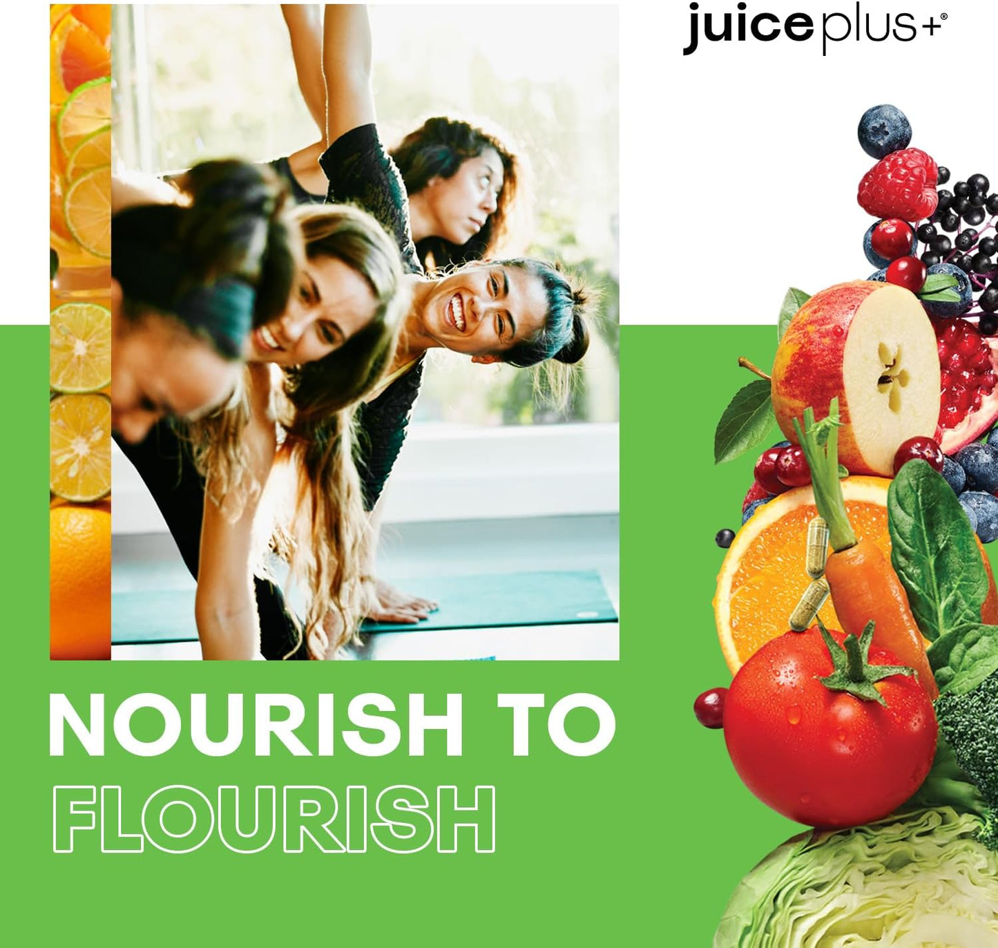 Juice Plus+ Fruit, Vegetable & Berry Blend - Fruit and Vegetable Supplement for Immune Support, Cognitive Health & Radiant Skin - 3 Bottles, (120 Capsules Each)