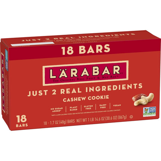 Larabar Cashew Cookie, Gluten Free Vegan Fruit & Nut Bars, 1.7 oz, 18 ct