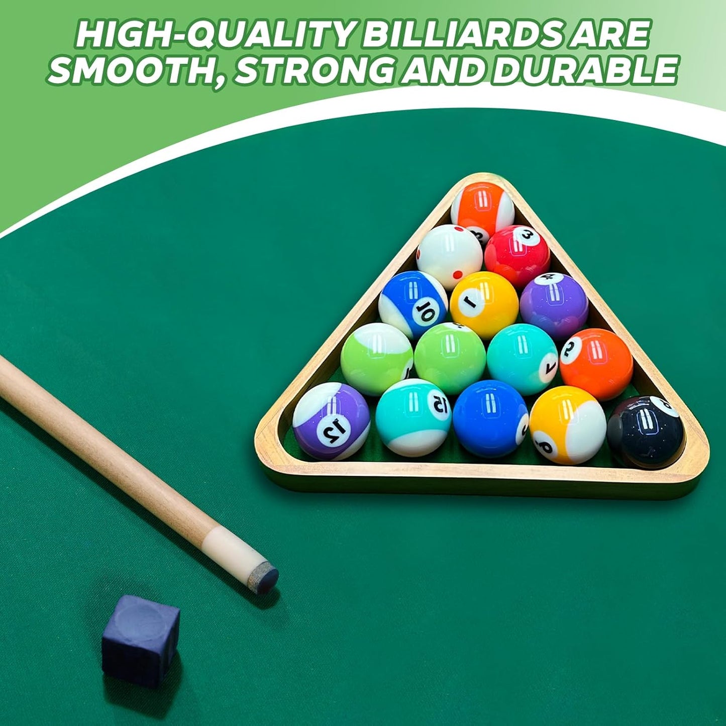 Billiard Balls Set, Deluxe 2-1/4" Regulation Size Billiard Pool Balls for Replacement (16 Resin Balls)