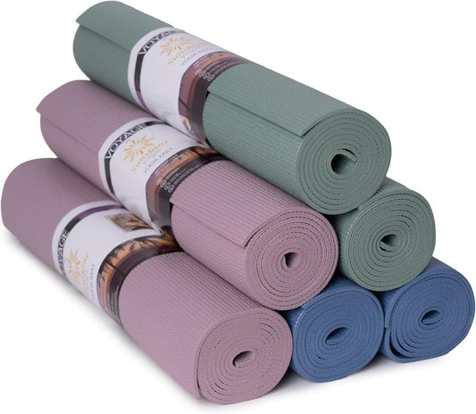 Sunshine Yoga Voyage Yoga Mat, 6 Pack, 72" x 24" Professional Studio and Gym Bulk Yoga Mats, 5mm Thick, Durable, Anti-Tear, Non Slip Fitness and Exercise Mats