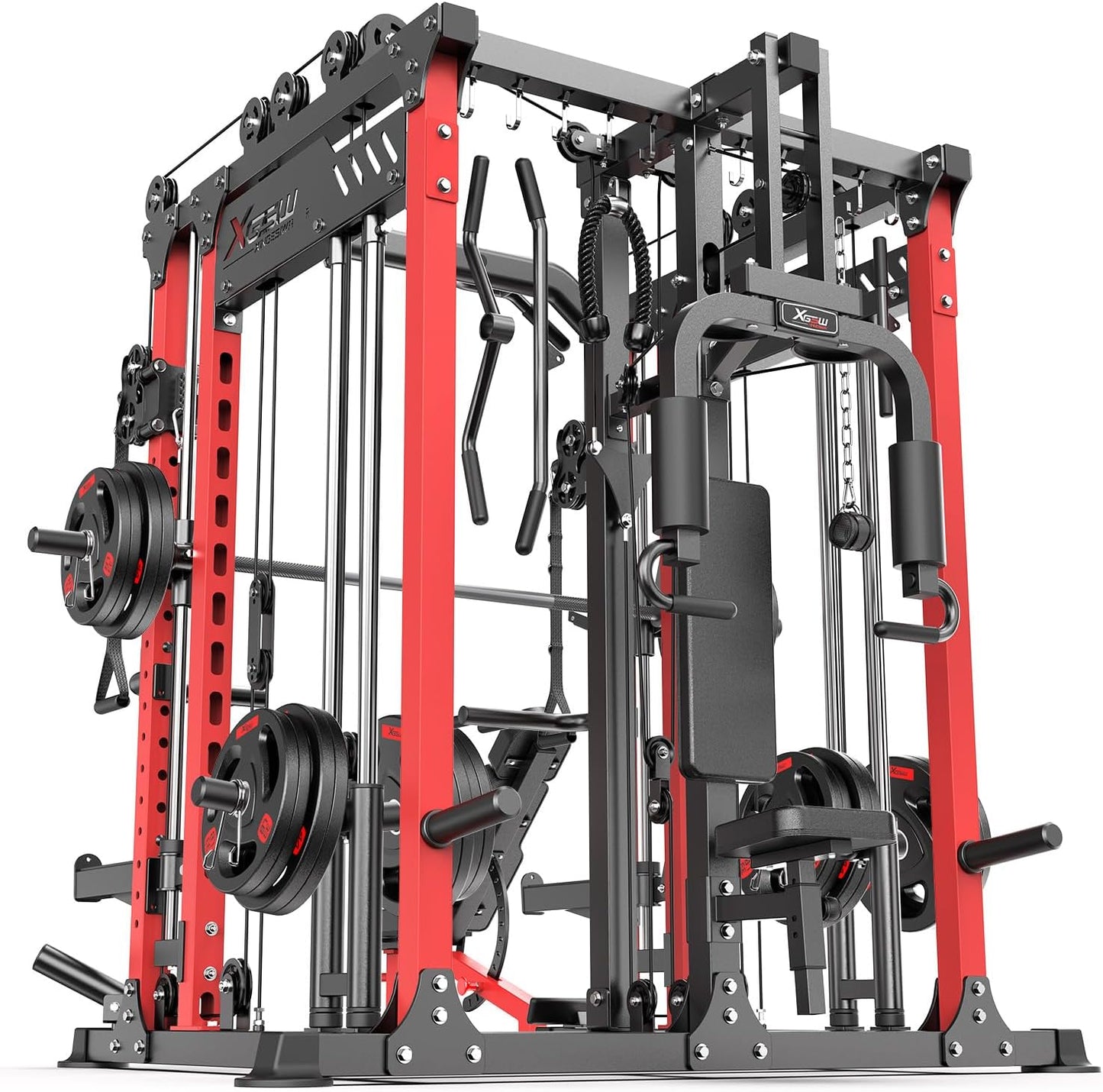 Power Cage,1600lbs Multi-Function Power Rack with Adjustable Cable Crossover System and More Training Attachment, Weight Cage for Home Gym