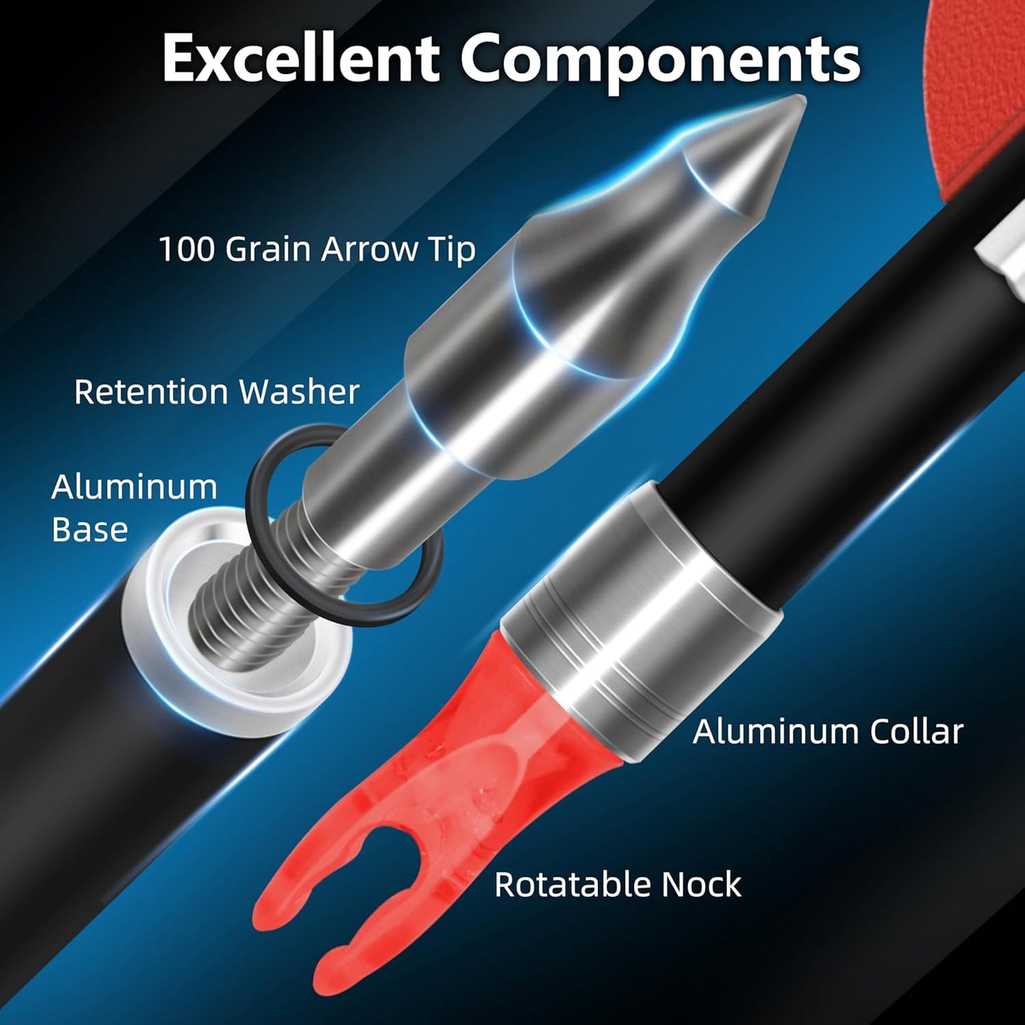 SUNYA 12-Pack 30 Inch Carbon Arrows Spine 500 or 400 for 40-60 LBS Bows｜Switch to Recurve/Compound Modes, Anti-Loose O-Ring & TPU Vanes for Hunting/Target Practice