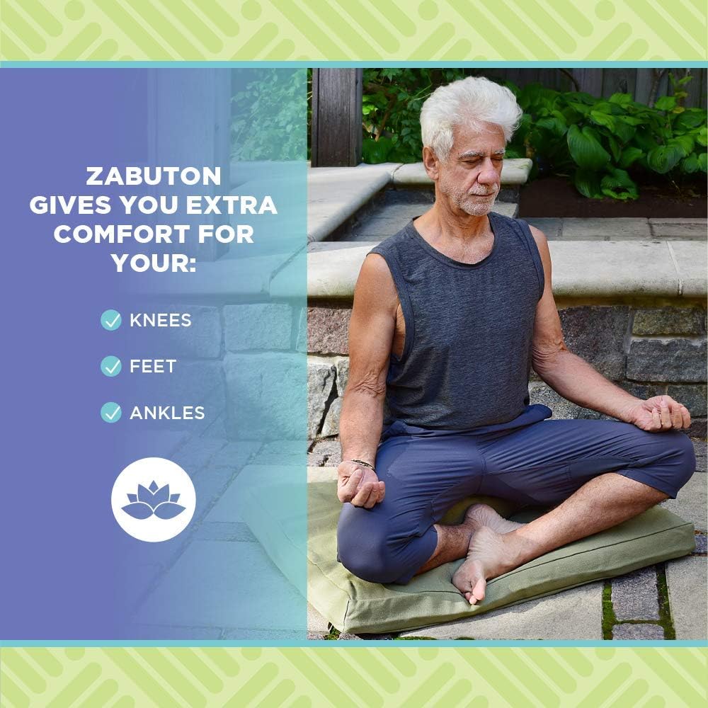 BEAN PRODUCTS MEDITATION CUSHION - Zabuton Meditation Pillows for Sitting on Floor, Yoga Cushion, Cotton Yoga Pillow, Zen Kneeling Prayer Pad- MADE IN USA - Standard 24x24x2, FOREST GREEN