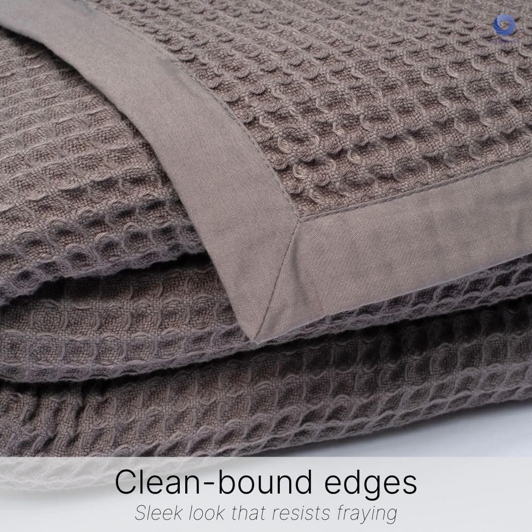 GOTS Certified Organic Cotton Waffle Weave Blanket, Twin Bed Size, 66"X90"Cozy Throw Blanket for Couch, Modern Home Decor, Throw Blankets,Waffle Blanket & Soft Bed Blankets -Charcoal Grey