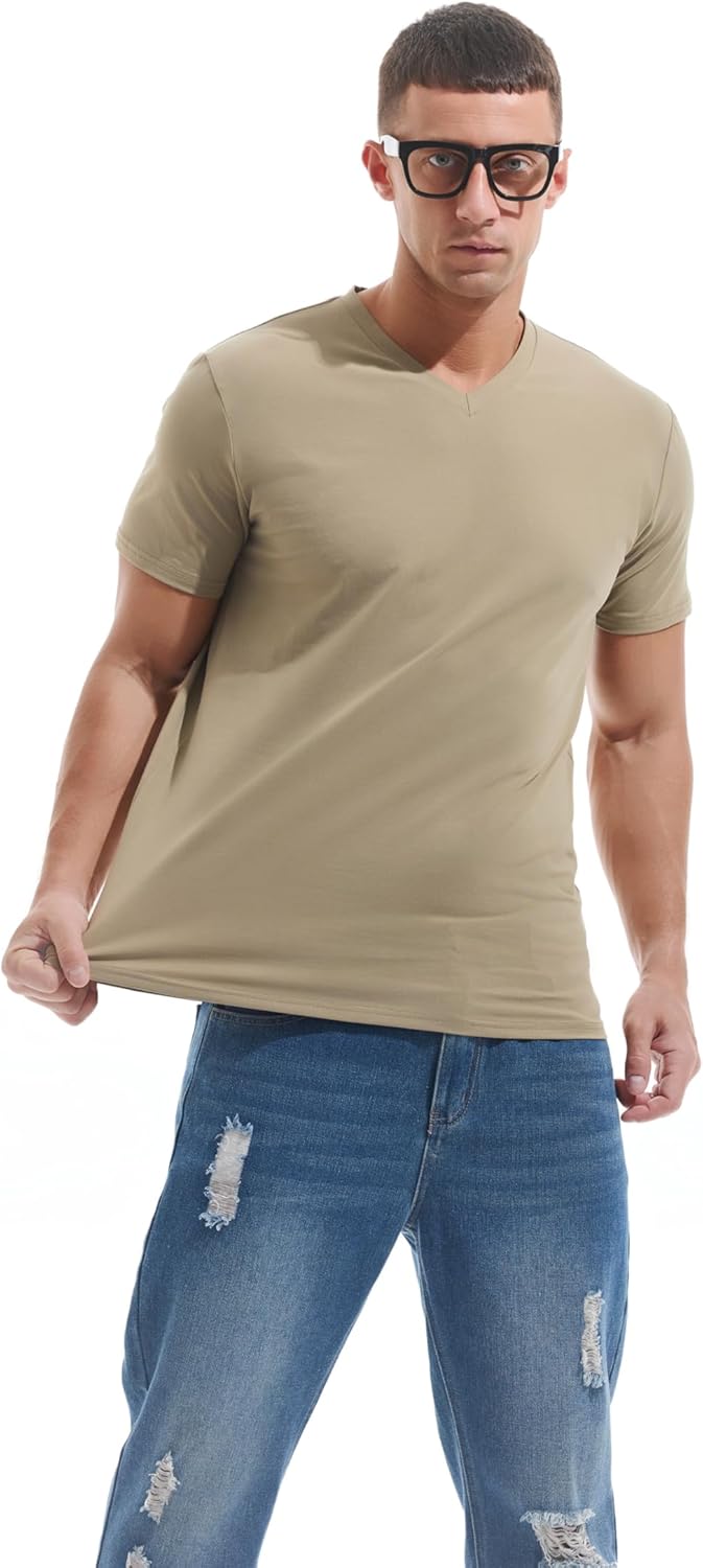 VEIISAR Premium V Neck T Shirts for Men - Modern Fitted Tees Vneck Undershirts