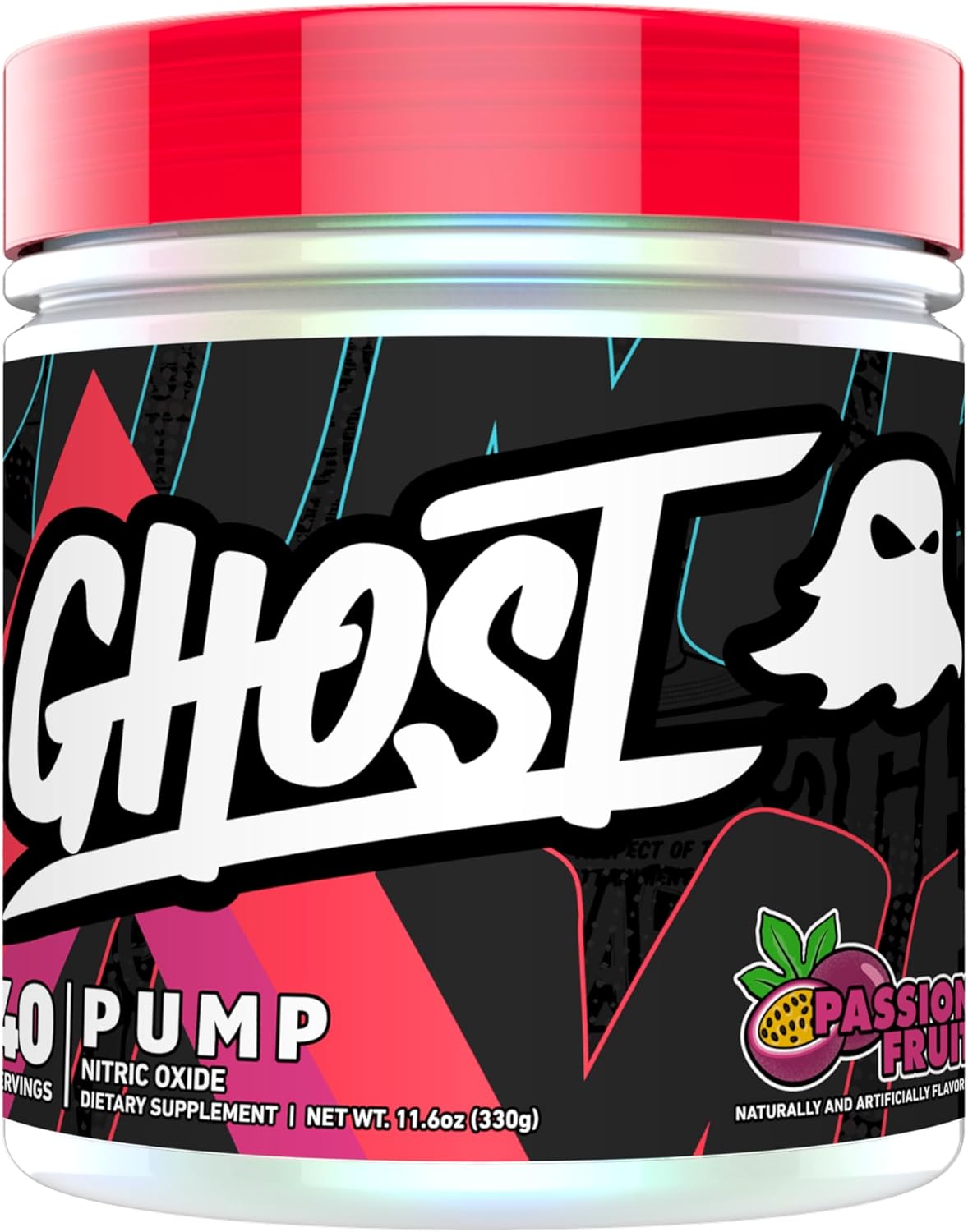 GHOST Pump Nitric Oxide Powder, Passionfruit - 40 Servings - Sugar & Stim-Free Pre-Workout Supplements - L-Citrulline, Arginine Nitrate & L-Glutathione - Soy & Gluten-Free, Vegan