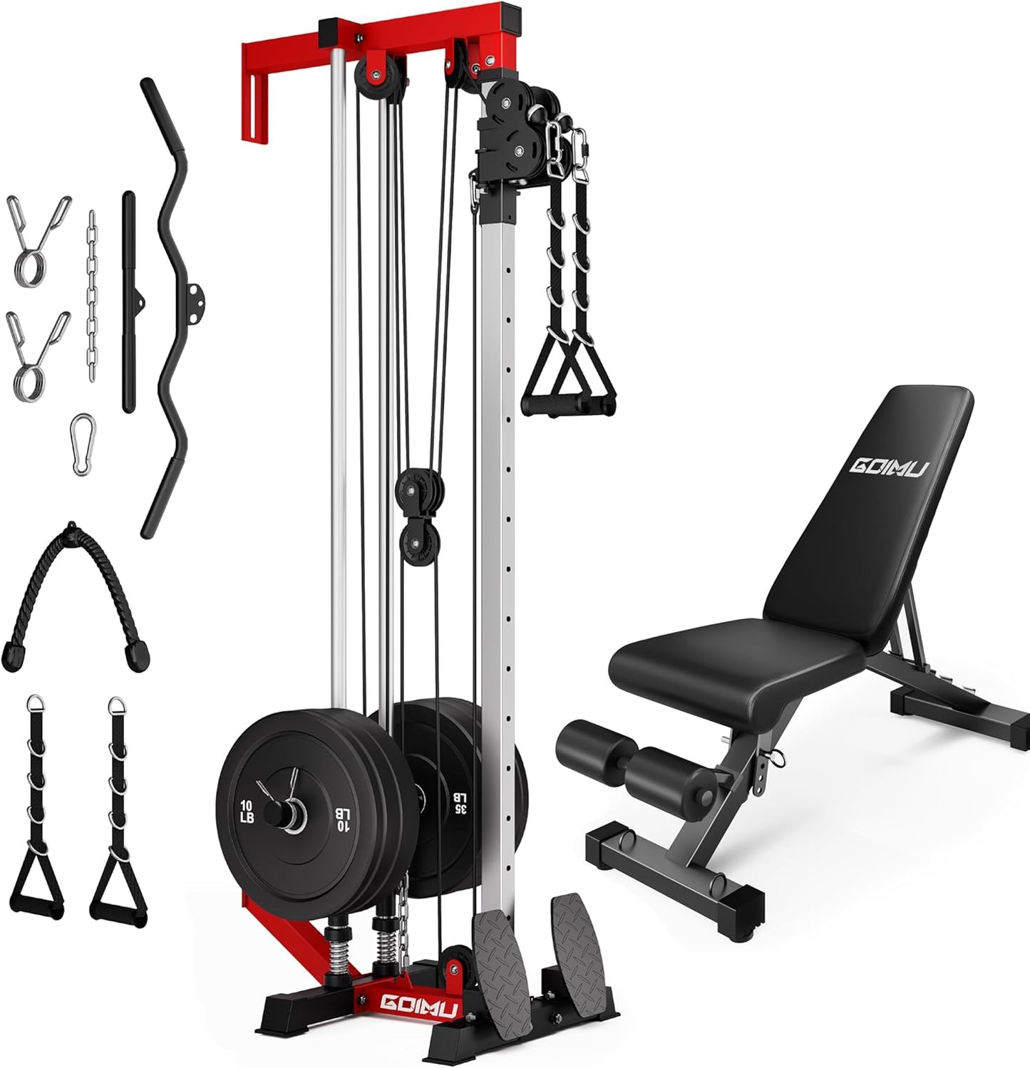 Wall Mount Cable Station, WM1 Cable Crossover Machine with 17 Positions, High and Low Cable Crossover Machine with Removable Footplate for Garage Home Gym