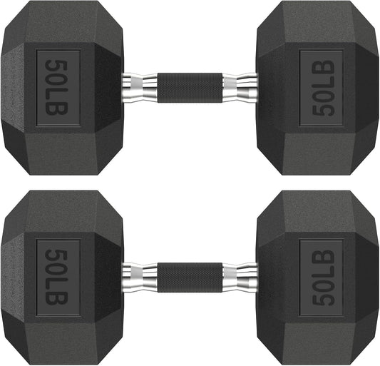 Hex Dumbbell Set 2.5-400 lb, Rubber Encased Exercise & Fitness Dumbbells, Weights Dumbbells Set of 2, Hand Weight for Strength Training