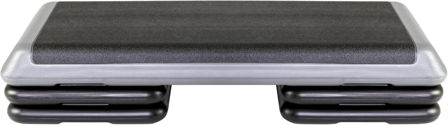 The Original STEP Exercise Step Platform, Health Club Size Stepper for Exercise at Home with 4 Stackable Risers for Height Adjustments