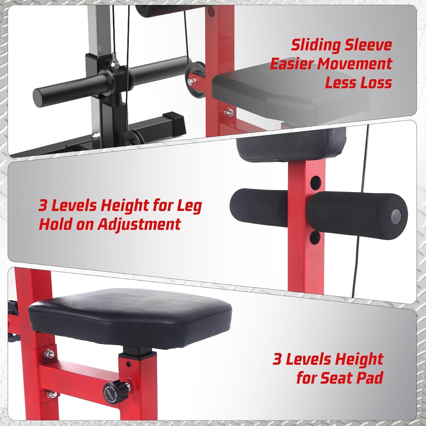 LAT Pulldown Machine, Multi-Functional Cable Machine with High and Low Pulley Station, Row Cable Machine Home Gym with Leg Support, Tricep Workout Equipment