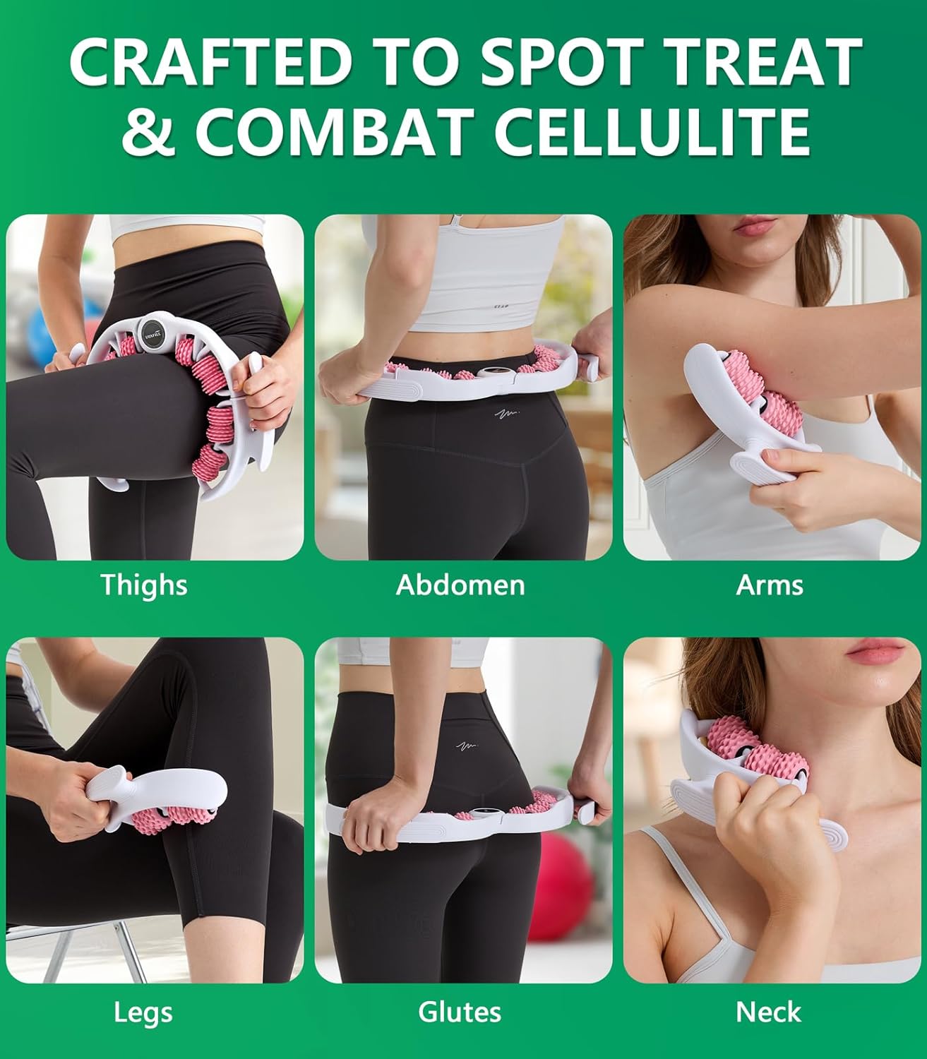 Cellulite massage tool | 360°removable cellulite remover for legs & Lymphatic Drainage Massager | Fascia Blaster for Contoured & Smoother Skin,Tool for Sore Arms, Legs, Stomach & Buttocks Pink