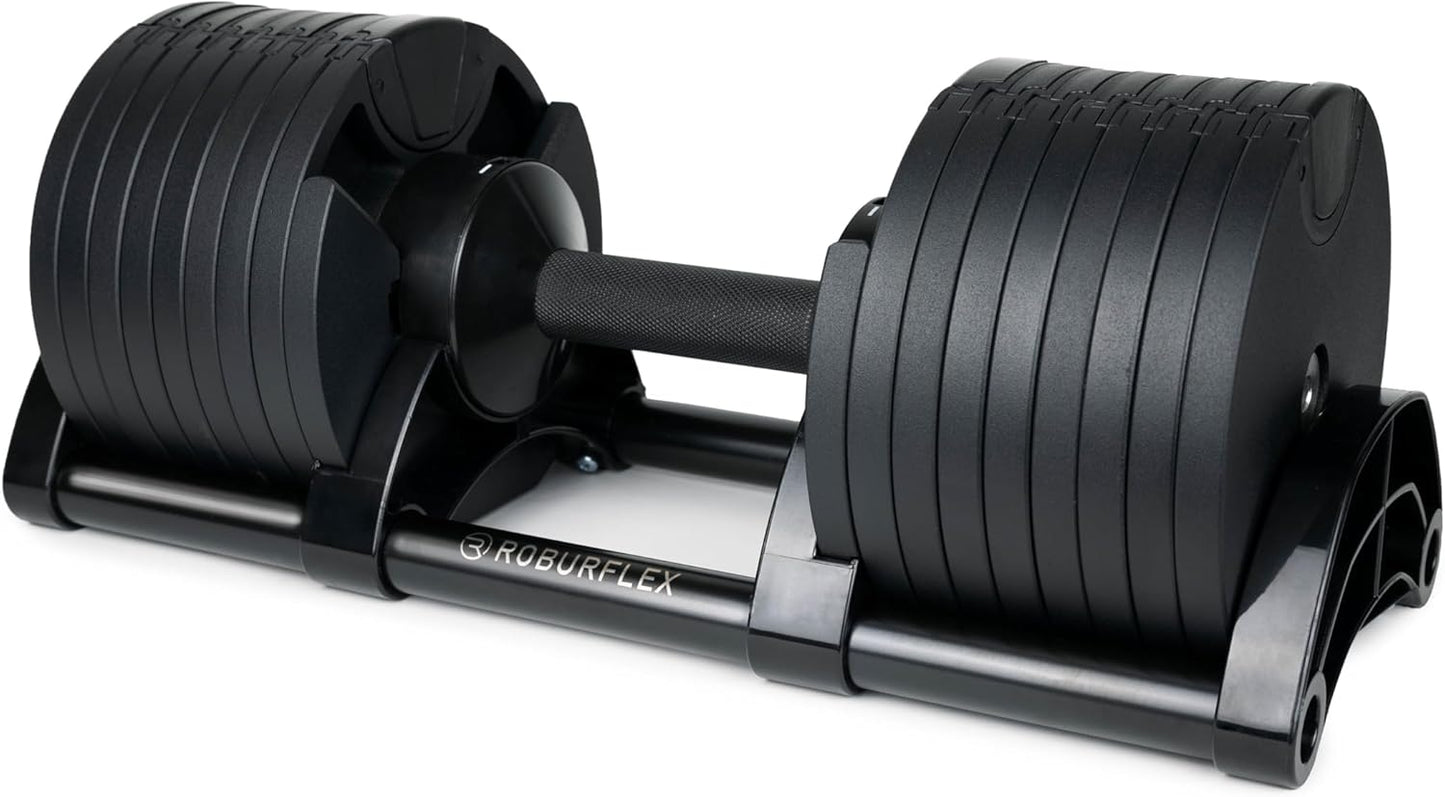 Adjustable Dumbbell (Single) by ROBURFLEX for Workout Strength Training Fitness Home Gym