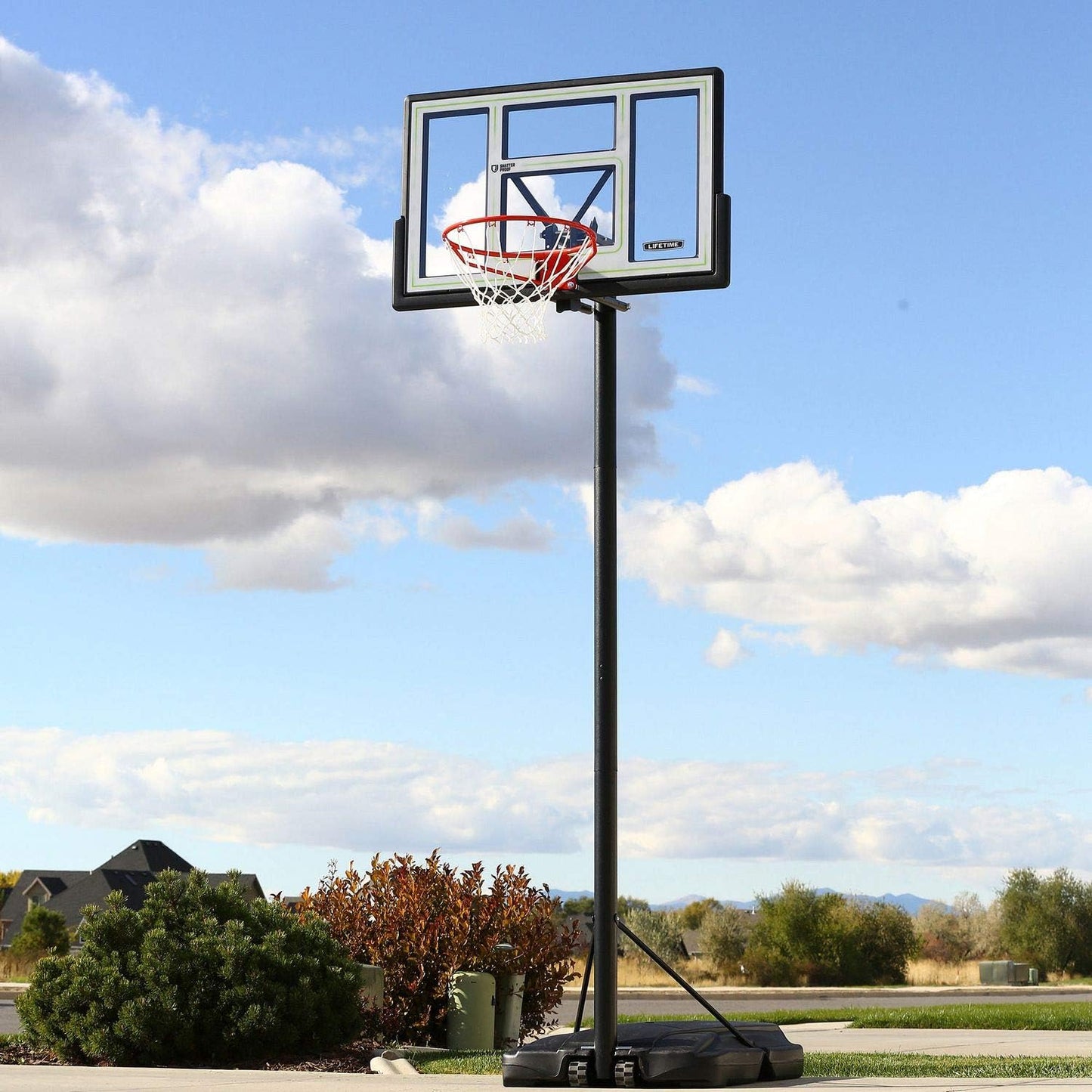 Lifetime Pro Court Height Adjustable Portable Basketball System, 44 Inch Backboard, Blue/White