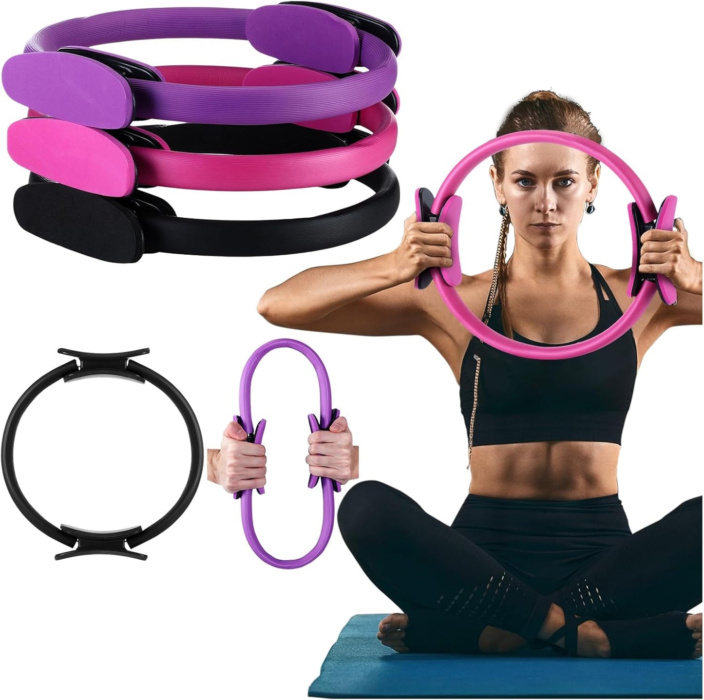 Syhood Pilates Ring 11. 81 Inch Pilates Circle Yoga Ring Magic Lightweight Flexible Workout Equipment for Fitness Physical Therapy Resistance Exercise Arms Legs