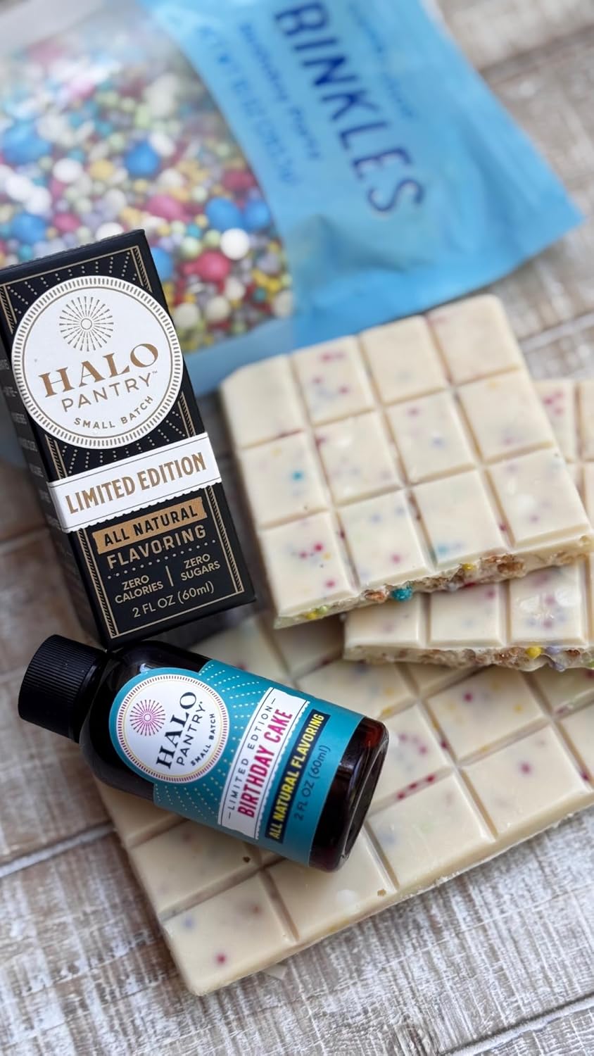 Natural BIRTHDAY CAKE Flavoring extract by HALO PANTRY (2oz) | Sugar-Free, Dye-Free/Colorless, Dairy-Free, Gluten-Free, NO Sweeteners, NO Calories | Perfect for customizing ANY baking, candy, dessert or drink recipes (Pack of 1)