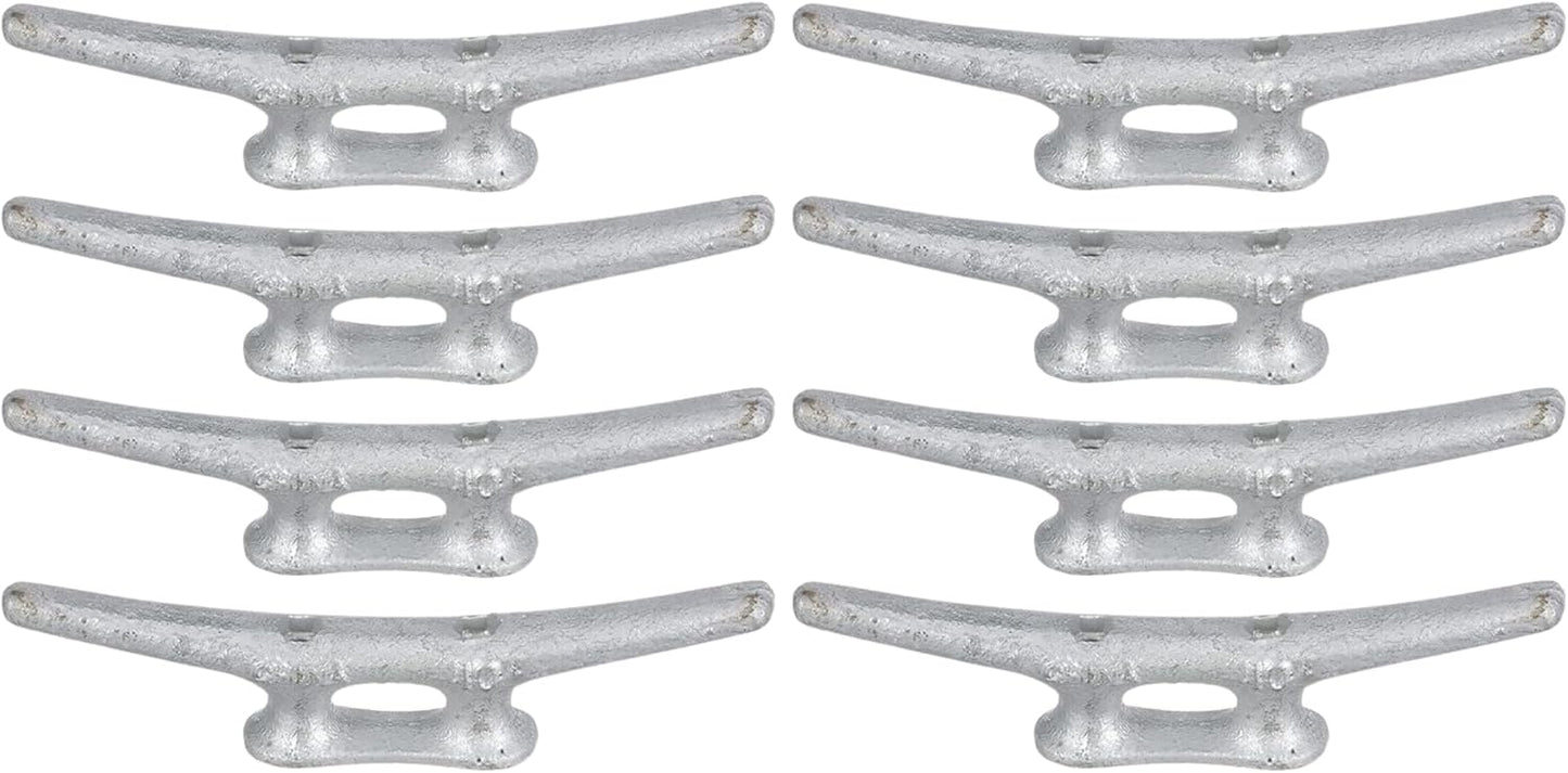 MarineNow Hot-Dipped Galvanized Iron Dock Cleat – Choose Size: 4", 6", 8", 10", 12", 14" – Heavy-Duty Boat Cleats for Dock Lines – Available in Single or Bulk Multi-Packs
