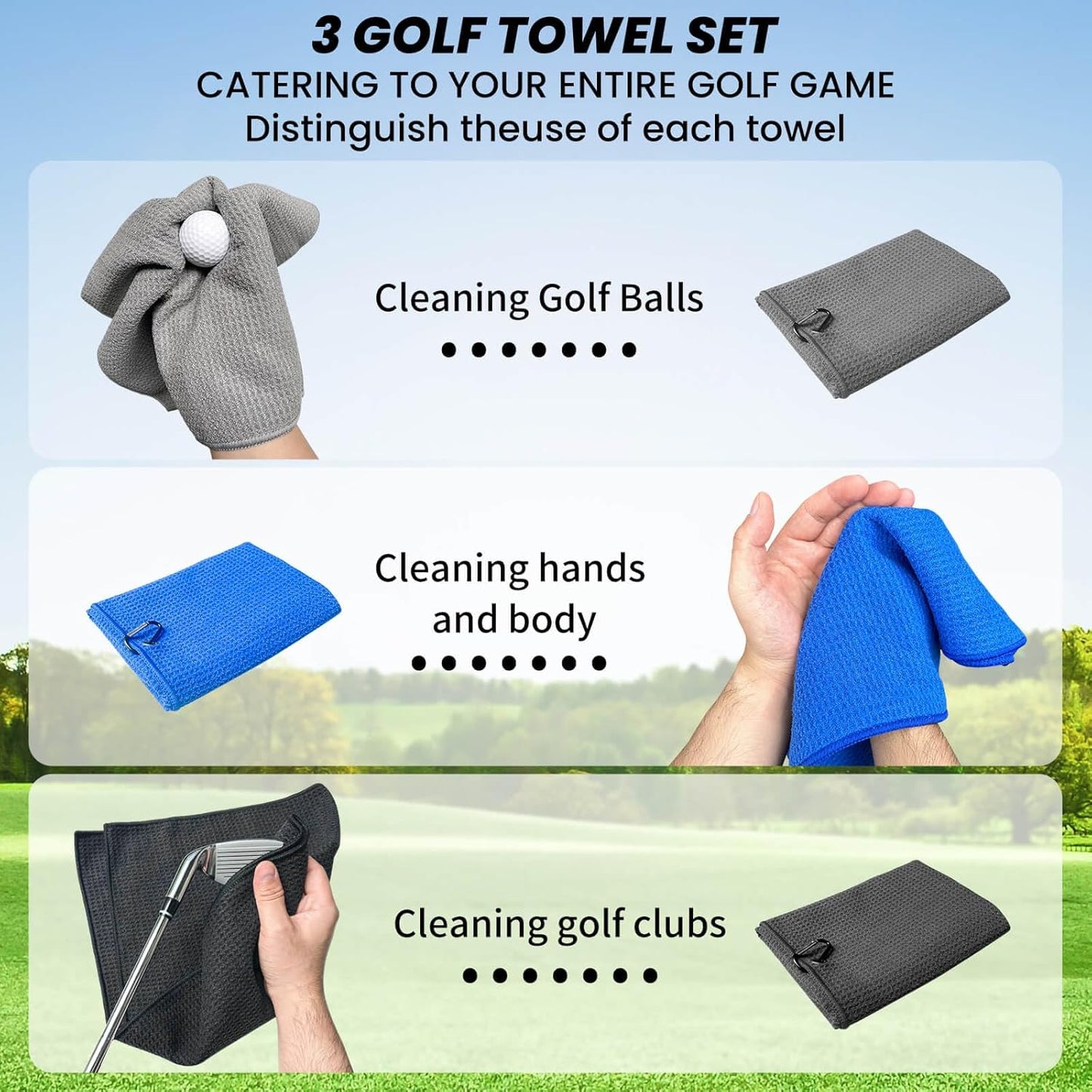 Golf Club Cleaner, Non-Leaking Stretchable Golf Club Brush with Microfiber Golf Towel (23.6 * 15.7 in), Strong Bristles Golf Brush Can Hold 5oz Water, Essentials Golf Accessories for Men