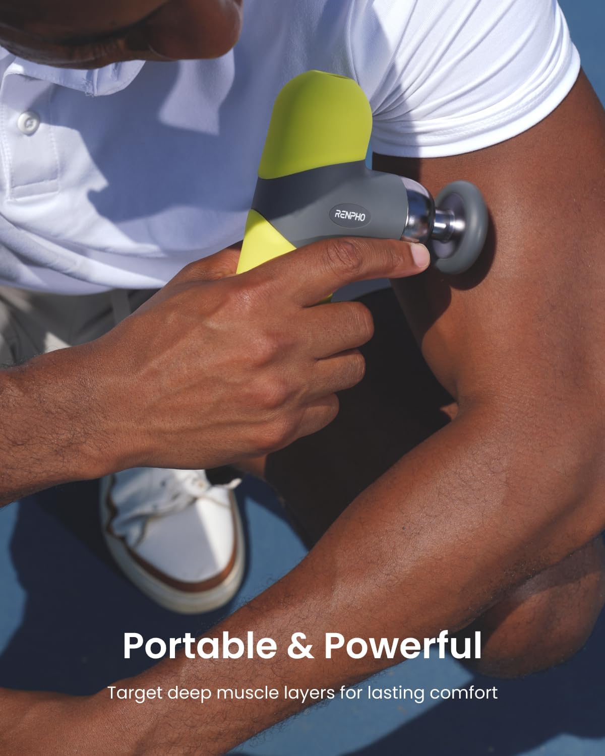 RENPHO Mini Thermal Massage Gun with Heat, Percussion Massager Gun Portable, Color Silicone Sleeves Travel Size with Carry Case, Neon Green