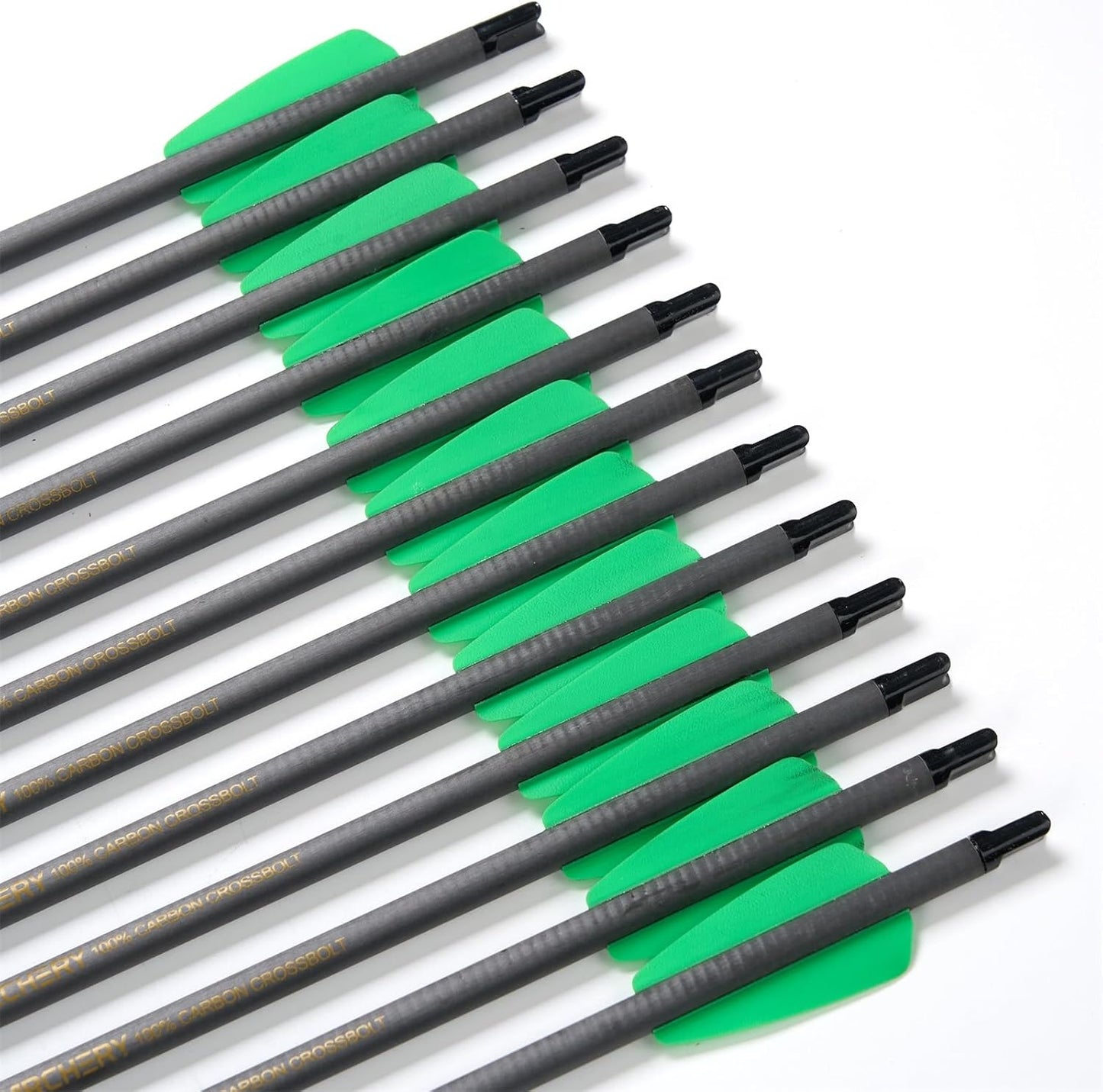 Crossbow Bolts 15 Inch Archery Carbon Crossbow Arrows with Moon Nocks Hunting Archery Arrows（12pcs