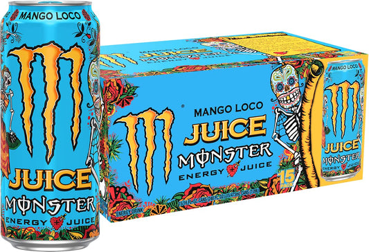 Monster Energy Juice Monster Mango Loco, Energy + Juice, Energy Drink, 16 Ounce (Pack of 15)