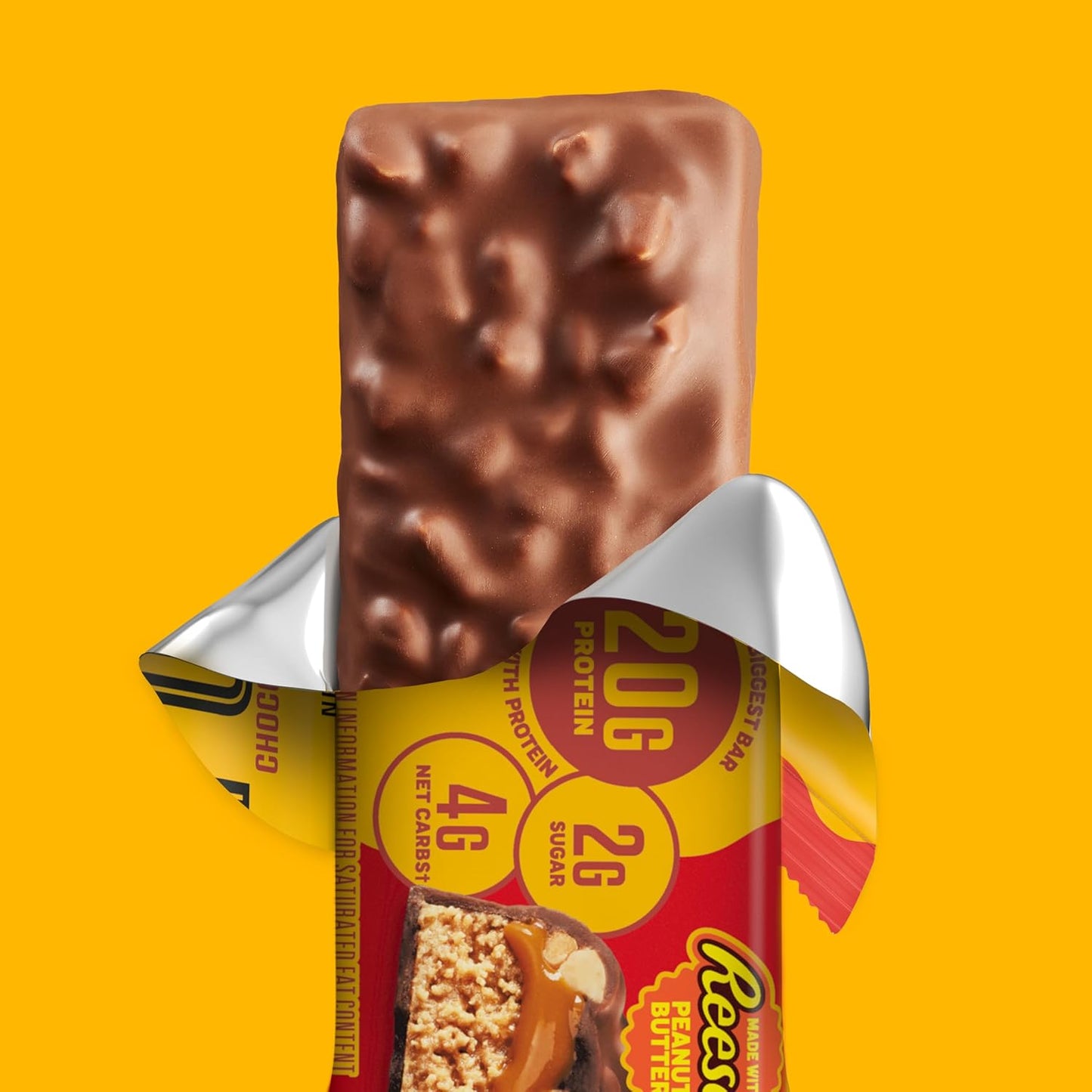 FULFIL Chocolate Peanut Butter Flavored Protein Bar Made with REESE's Peanut Butter, Gluten Free with 20g Protein, Pantry Staples, 12 Count
