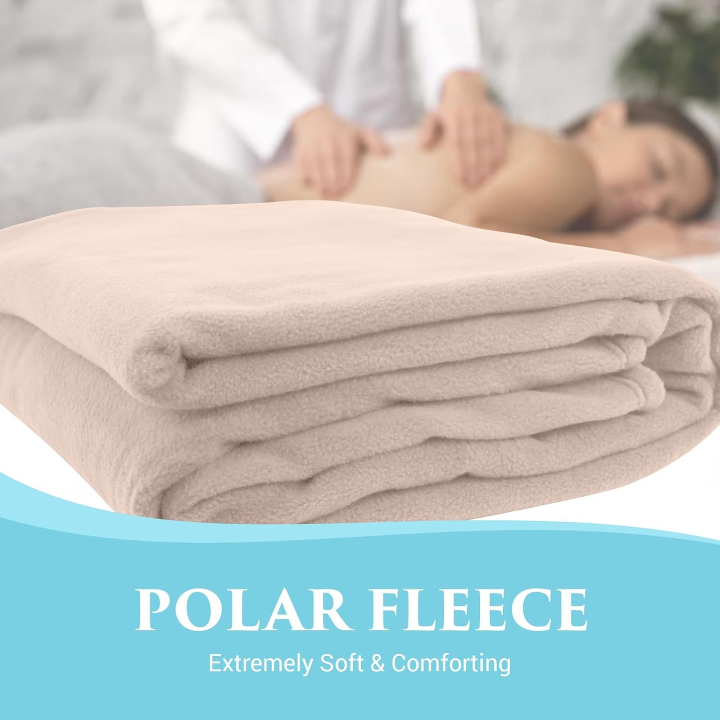 NRG Polar Fleece Blankets Fleece Massage Table Blanket - 60" x 86" - Natural - Ultra Soft, Warm & Comfortable - Lightweight Blanket Perfect for Most Massage Tables - Machine Washable