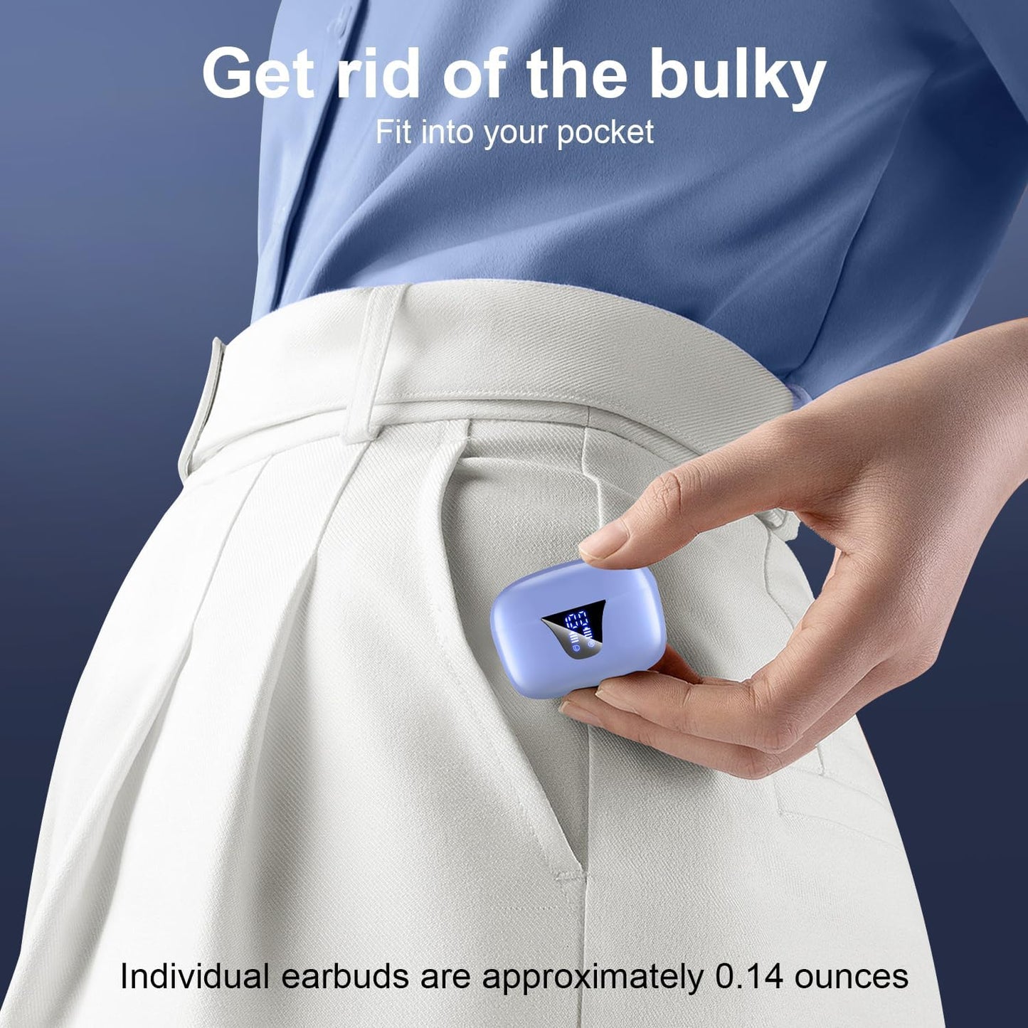 ZIUTY Wireless Earbuds Bluetooth Headphones, 50H Playtime Ear Buds with Mic, LED Digital Display Charging Case, IPX7 Waterproof, Deep Bass Stereo, in-Ear Earphone for iPhone Andriod Phone