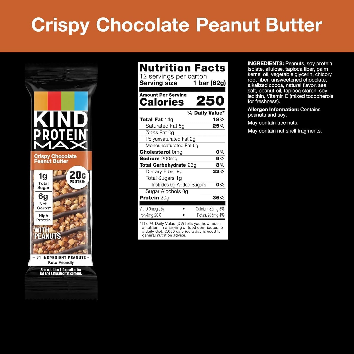 KIND ZERO Added Sugar Bars, Keto Friendly Snacks, Dark Chocolate Nuts and Sea Salt, 5 Count + KIND Protein MAX Crispy Chocolate Peanut Butter Snack Bars, 20g of Protein, Gluten Free, 4 Count