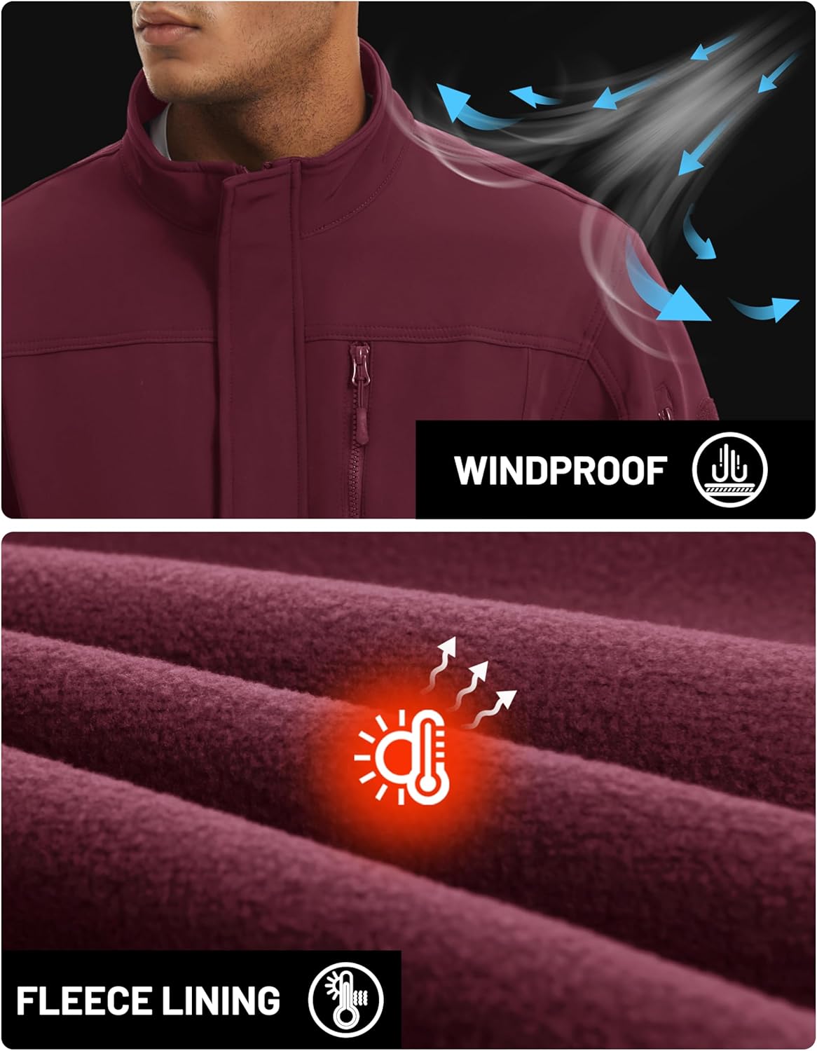 TACVASEN Men's Tactical Softshell Jacket Fleece Lined Water Resistant Windbreaker Military Lightweight Coat for Hiking