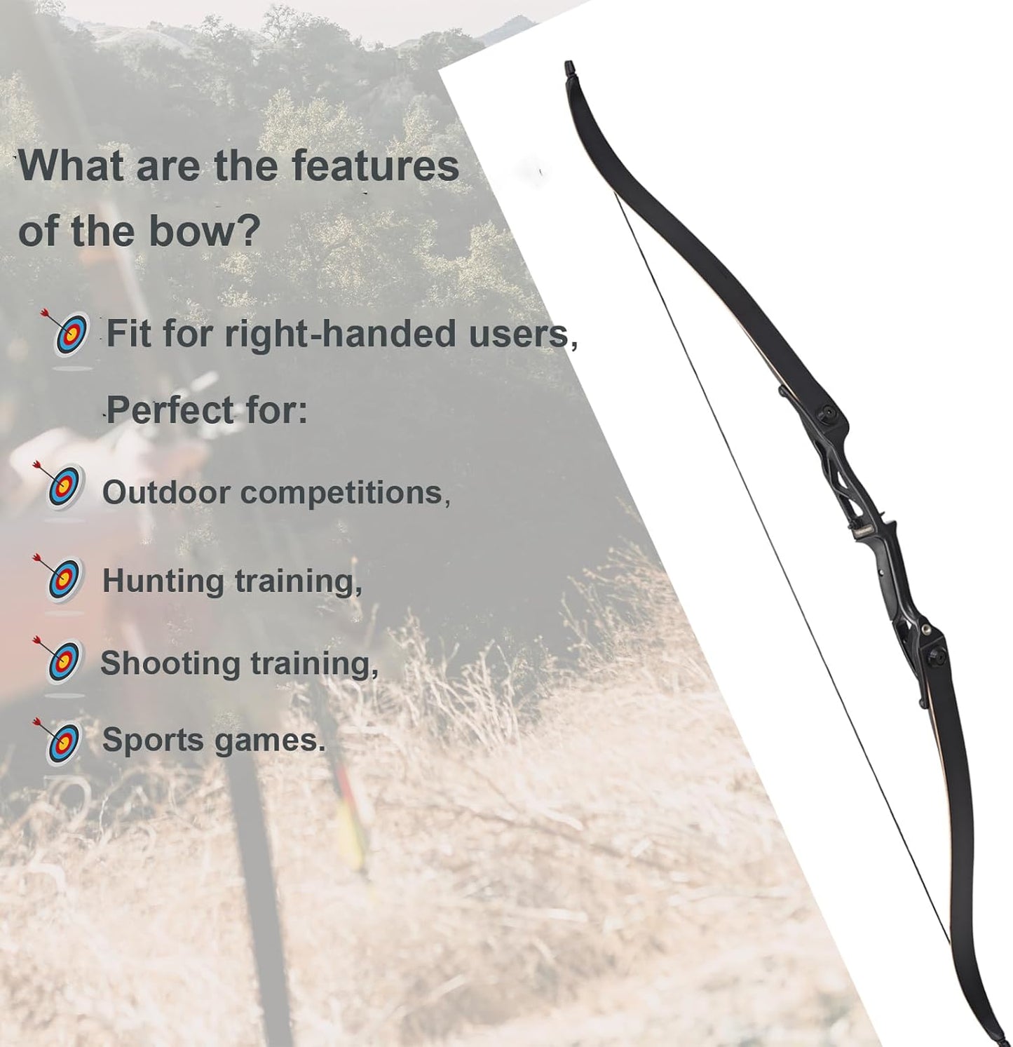 Recurve Bow Set, 56 Inch Takedown Recurve Bow with Metal Riser, 50lbs Draw Weight for Adult Outdoor Hunting & Archery Practice – Complete Accessories