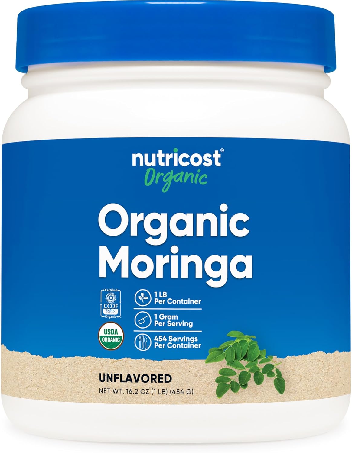 Nutricost Organic Moringa Powder 1LB (16oz) - Gluten Free, Non-GMO, Vegetarian Friendly