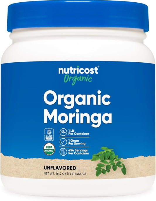 Nutricost Organic Moringa Powder 1LB (16oz) - Gluten Free, Non-GMO, Vegetarian Friendly